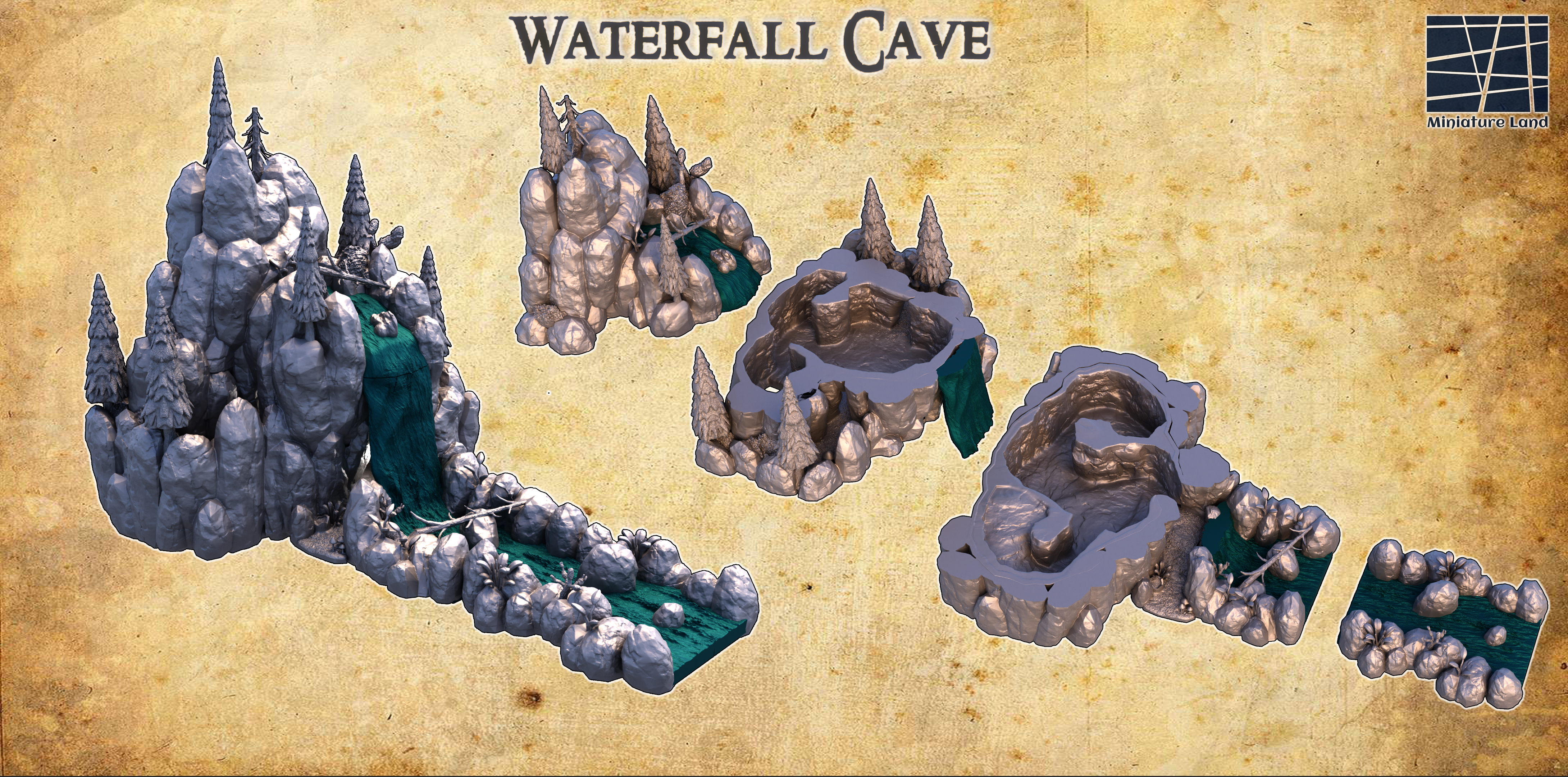 Waterfall Cave - Tabletop Terrain - 28 MM